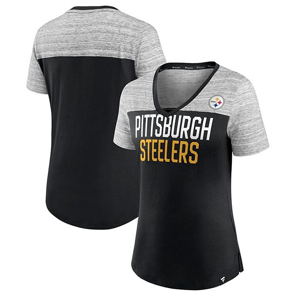 Women's Fanatics Branded Heathered Gray/White Pittsburgh Steelers