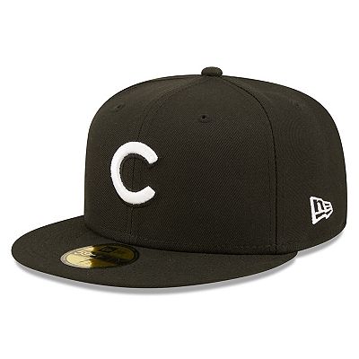 Men s New Era Black Chicago Cubs Team Logo 59FIFTY Fitted Hat