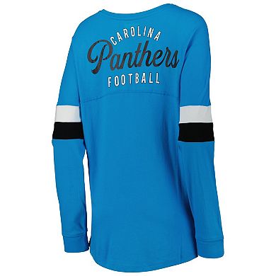 Women's New Era Blue Carolina Panthers Athletic Varsity Lightweight Lace-Up Long Sleeve T-Shirt