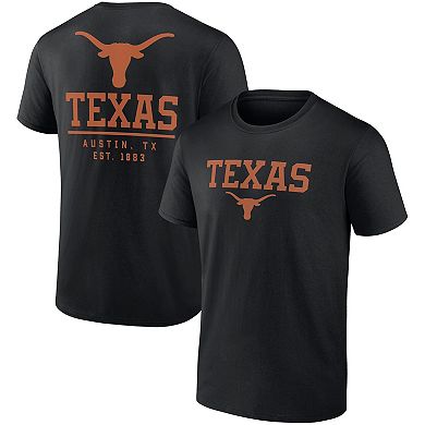 Men's Fanatics Branded Black Texas Longhorns Game Day 2-Hit T-Shirt