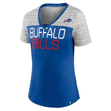 Women's Fanatics Branded Royal/Heathered Gray Buffalo Bills Close Quarters V-Neck T-Shirt