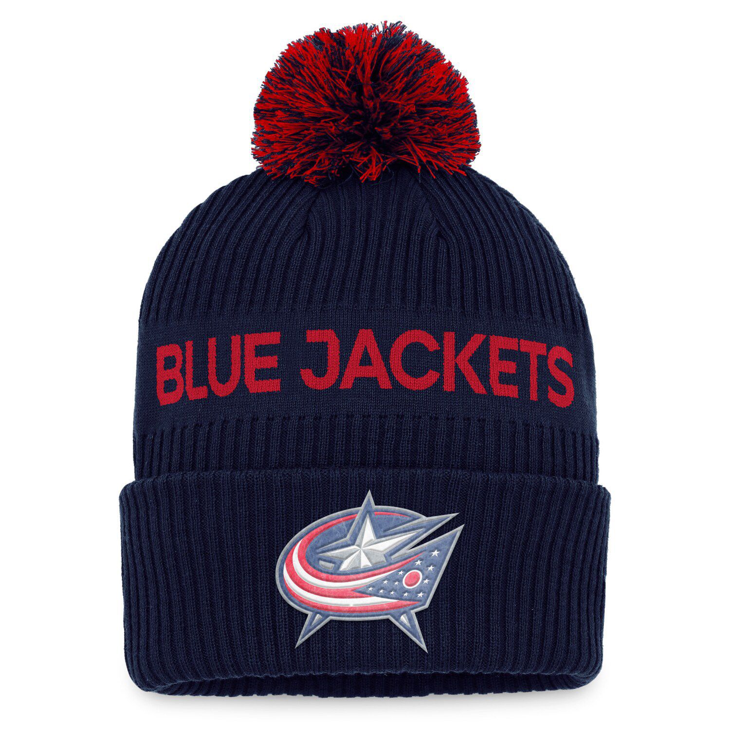 Women's Fanatics Branded Navy St. Louis Blues Authentic Pro Road Cuffed Knit Hat with Pom