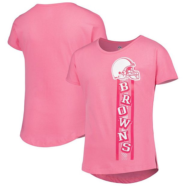 Girls Youth Pink Cleveland Browns Fair Catch Dolman T-Shirt