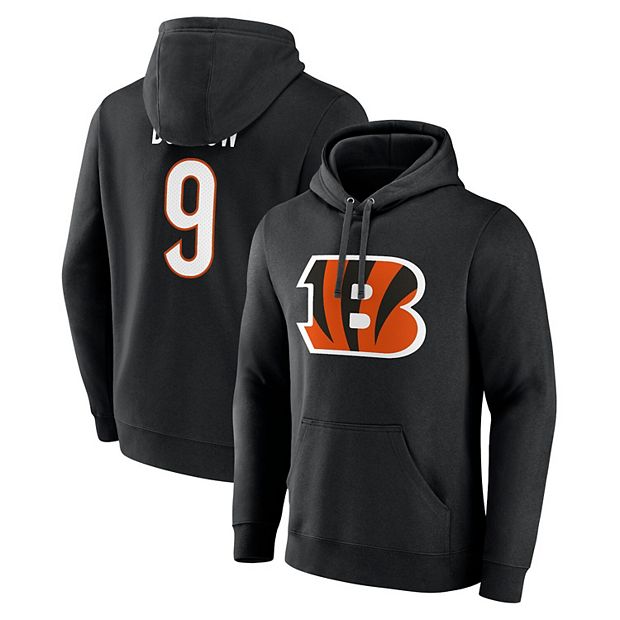 Men's Fanatics Branded Joe Burrow Black Cincinnati Bengals Player Icon Name  & Number Pullover Hoodie
