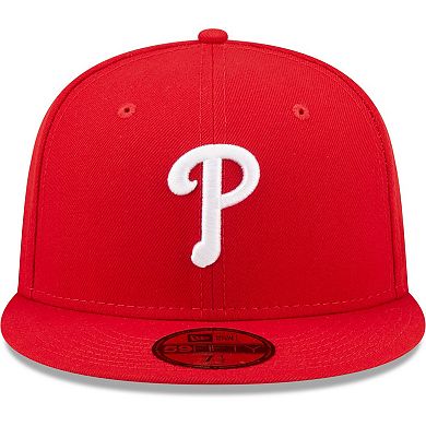 Men's New Era Red Philadelphia Phillies Logo White 59FIFTY Fitted Hat