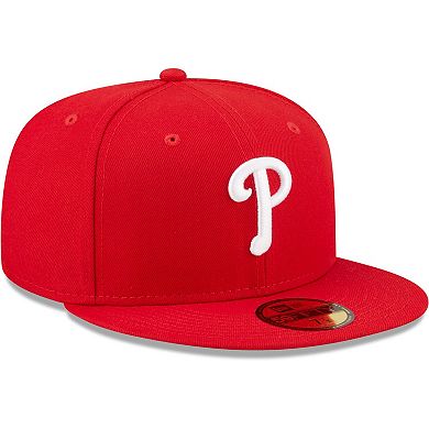 Men's New Era Red Philadelphia Phillies Logo White 59FIFTY Fitted Hat