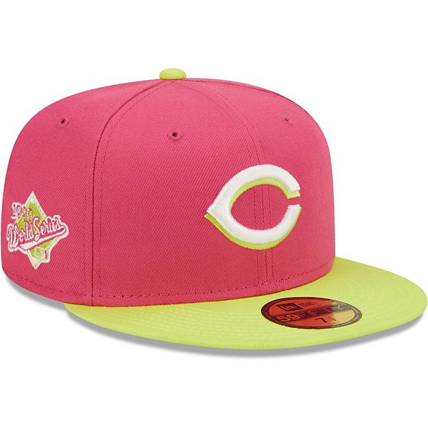 Men's New Era Pink Cincinnati Reds 1990 World Series Champions Beetroot  Cyber 59FIFTY Fitted Hat