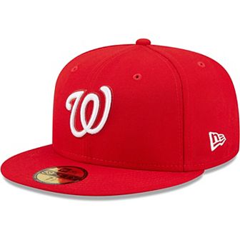 Men's New Era Red Washington Nationals Logo White 59FIFTY Fitted Hat