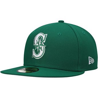 Men's New Era Kelly Green Seattle Mariners Logo White 59FIFTY Fitted Hat