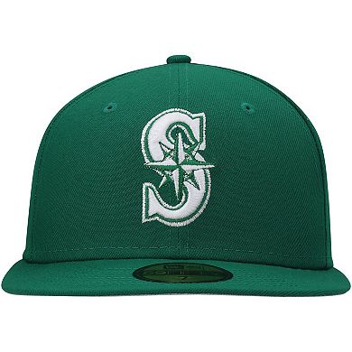 Men's New Era Kelly Green Seattle Mariners Logo White 59FIFTY Fitted Hat