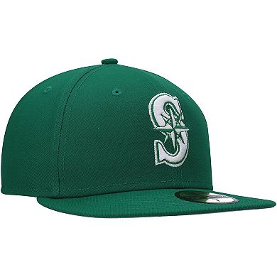 Men's New Era Kelly Green Seattle Mariners Logo White 59FIFTY Fitted Hat