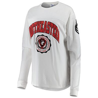Women's Pressbox White Northeastern Huskies Edith Long Sleeve T-Shirt