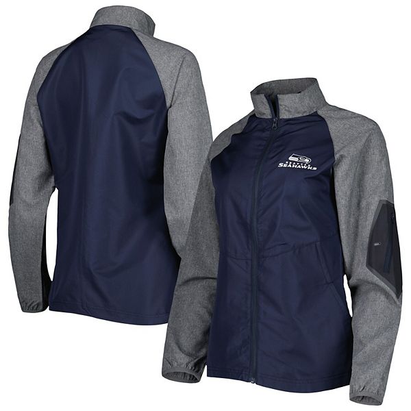 Men's Dunbrooke College Navy Seattle Seahawks Hurricane Raglan Full-Zip Windbreaker Jacket Size: Large