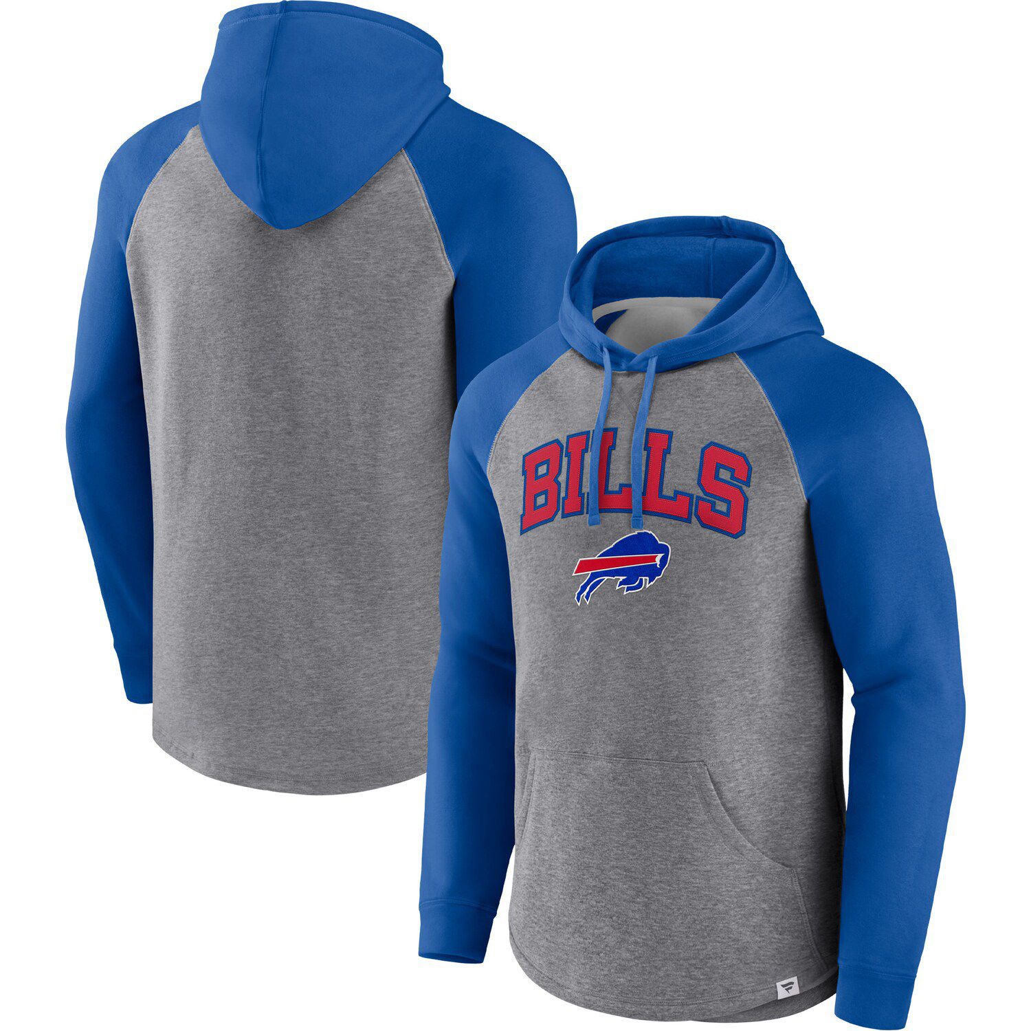 Men's New Era Royal/Red Buffalo Bills Big & Tall Current Team Colorblock Fleece Raglan Pullover Hoodie