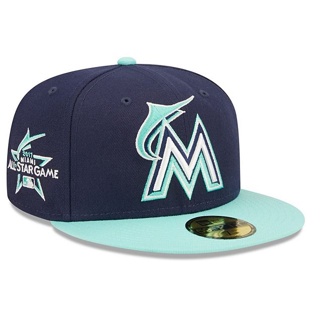 Men's New Era Light blue/navy Miami Marlins Green Undervisor 59FIFTY Fitted Hat