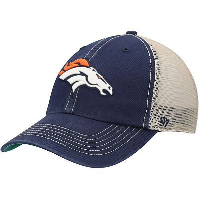 Men s 47 Navy Natural Denver Broncos Trawler Trucker Clean Up Snapback Hat