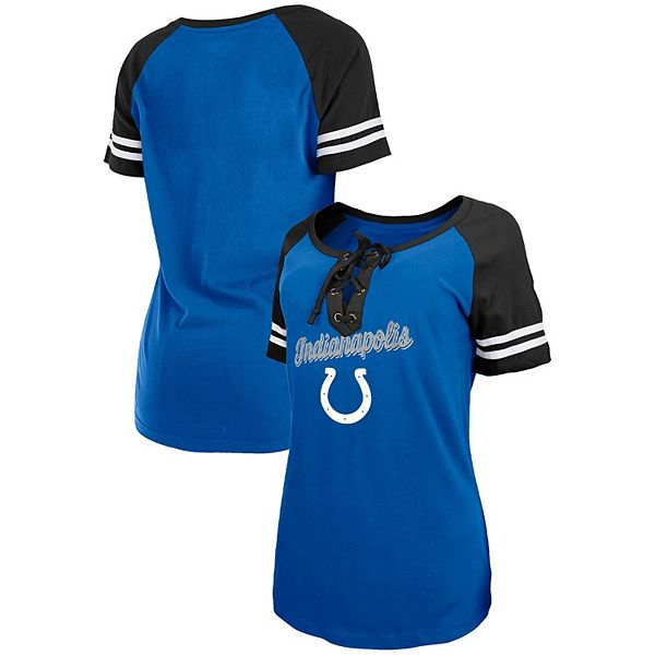 Women's New Era Royal/Black Indianapolis Colts Logo Lace-Up Raglan T-Shirt