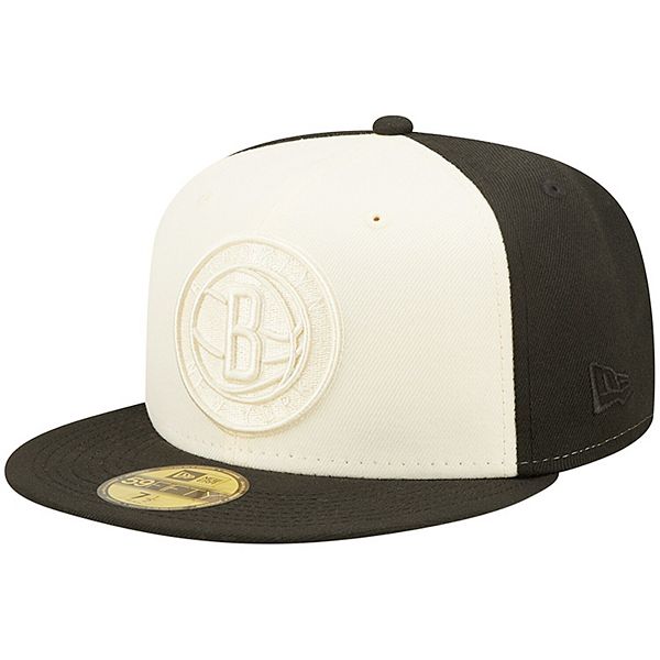 Men\'s New Era Cork Brooklyn Two-Tone Cream/Black Fitted 59FIFTY Nets Hat