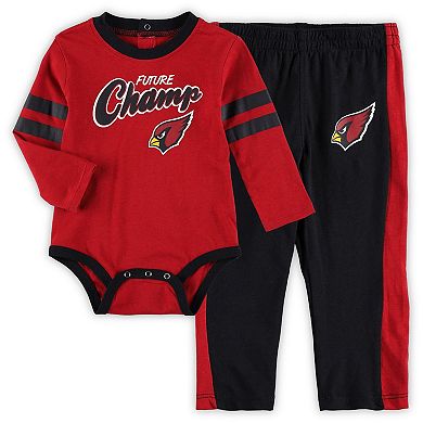 Infant Cardinal/Black Arizona Cardinals Little Kicker Long Sleeve Bodysuit & Pants Set