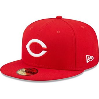 Men's New Era Red Cincinnati Reds Logo White 59FIFTY Fitted Hat