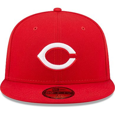 Men's New Era Red Cincinnati Reds Logo White 59FIFTY Fitted Hat