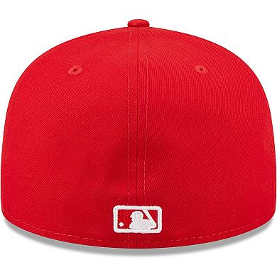 Men's New Era Red Cincinnati Reds Logo White 59FIFTY Fitted Hat
