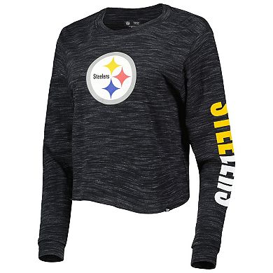 Women's New Era Black Pittsburgh Steelers Crop Long Sleeve T-Shirt