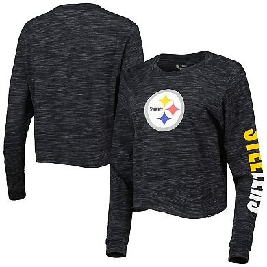 Women's New Era Black Pittsburgh Steelers Crop Long Sleeve T-Shirt