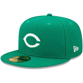 Men's New Era Kelly Green Cincinnati Reds Logo White 59FIFTY Fitted Hat