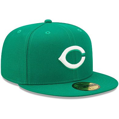 Men's New Era Kelly Green Cincinnati Reds Logo White 59FIFTY Fitted Hat