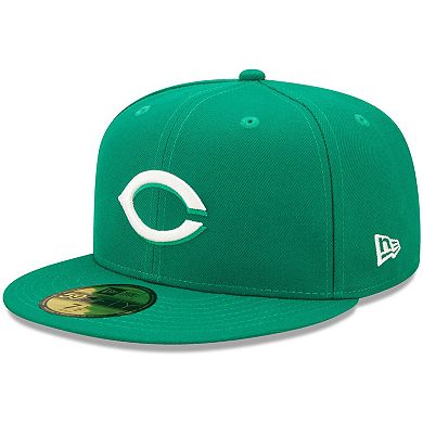 Men's New Era Kelly Green Cincinnati Reds Logo White 59FIFTY Fitted Hat