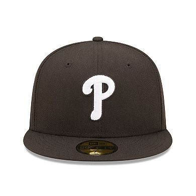 Men's New Era Black Philadelphia Phillies Team Logo 59FIFTY Fitted Hat