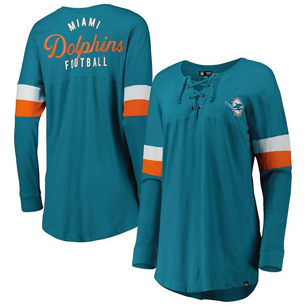 New Era Apparel Women's Miami Dolphins Tie Dye Aqua Long Sleeve T-Shirt