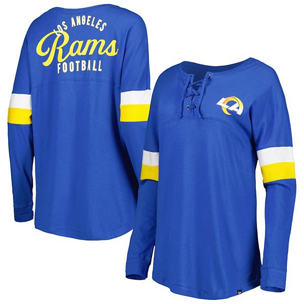 Women's New Era Royal Los Angeles Rams Athletic Varsity Lace-Up Long Sleeve T-Shirt, Size: XS, Blue