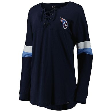 Women's New Era Navy Tennessee Titans Athletic Varsity Lightweight Lace-Up Long Sleeve T-Shirt