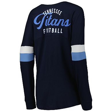 Women's New Era Navy Tennessee Titans Athletic Varsity Lightweight Lace-Up Long Sleeve T-Shirt