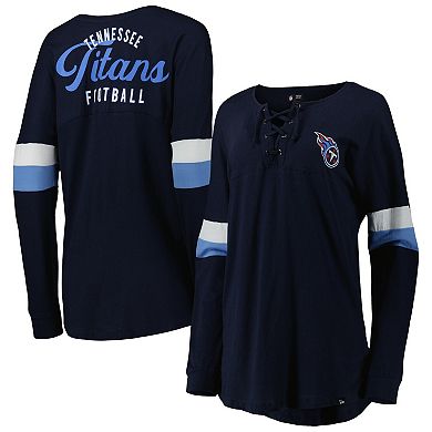 Women's New Era Navy Tennessee Titans Athletic Varsity Lightweight Lace-Up Long Sleeve T-Shirt