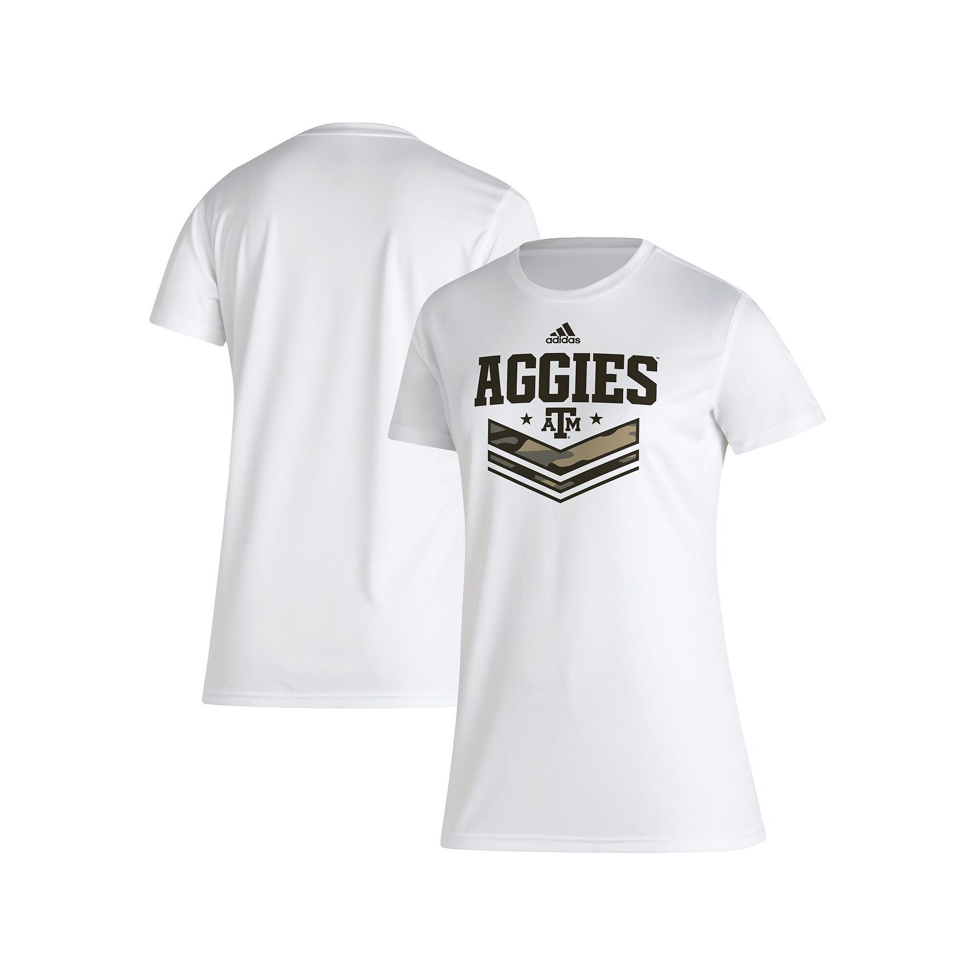 Womens adidas White Texas A&M Aggies Military Appreciation AEROREADY T-Shi
