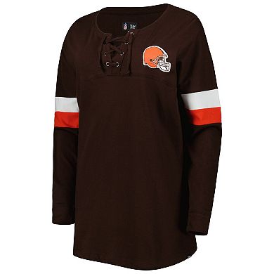 Women's New Era  Brown Cleveland Browns Athletic Varsity Lightweight Lace-Up Long Sleeve T-Shirt