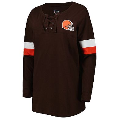 Women's New Era Brown Cleveland Browns Athletic Varsity Lightweight Lace-Up Long Sleeve T-Shirt