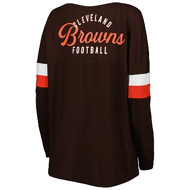 Women's New Era Brown Cleveland Browns Athletic Varsity Lightweight Lace-Up Long Sleeve T-Shirt