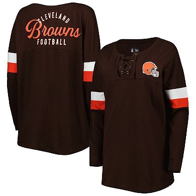 Women's New Era  Brown Cleveland Browns Athletic Varsity Lightweight Lace-Up Long Sleeve T-Shirt