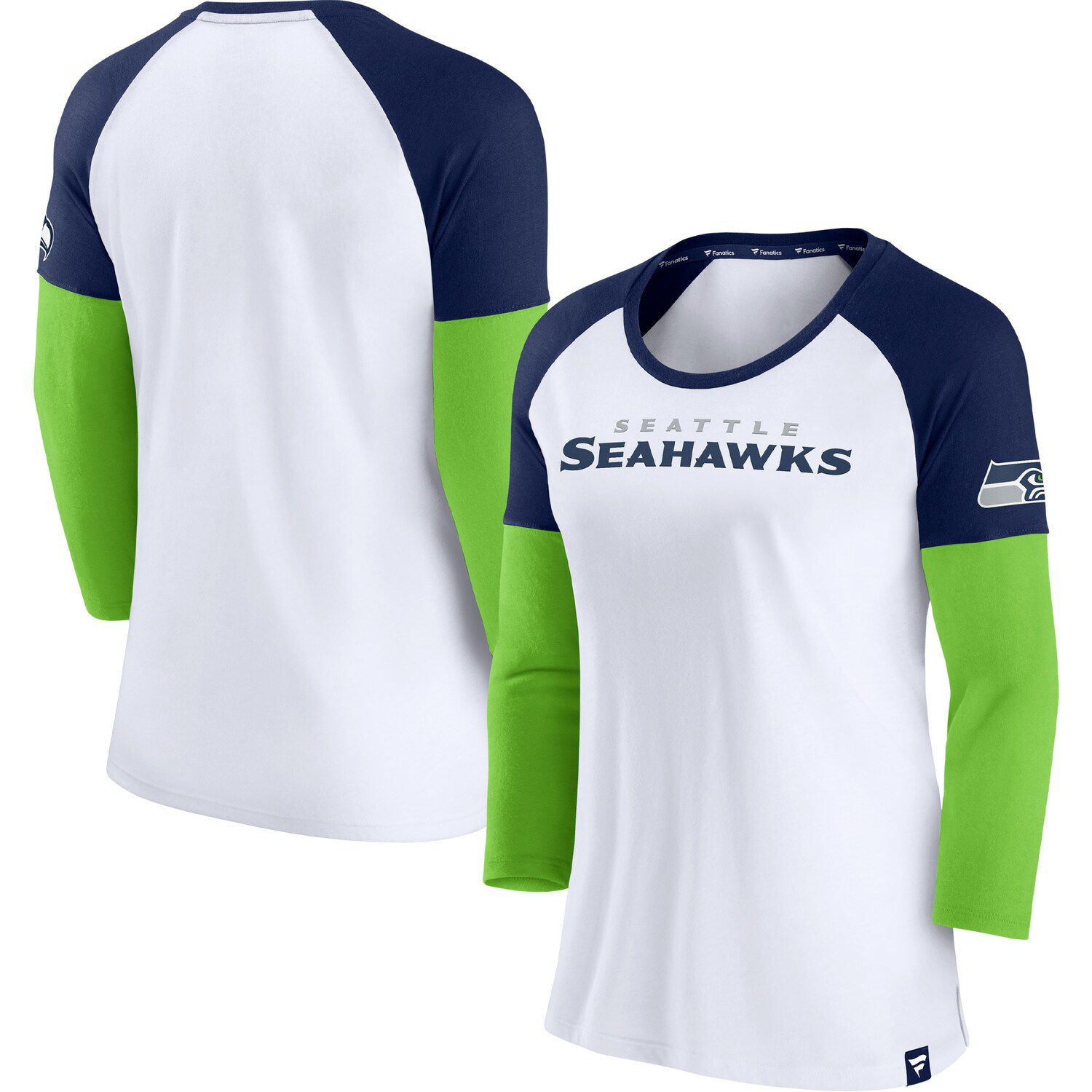 Men's Fanatics Branded DK Metcalf Cream/College Navy Seattle Seahawks  Vintage Player Name & Number Raglan 3/4-Sleeve T-Shirt