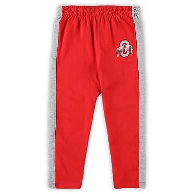 Infant Heathered Gray/Scarlet Ohio State Buckeyes Little Kicker Long Sleeve Bodysuit and Sweatpants Set