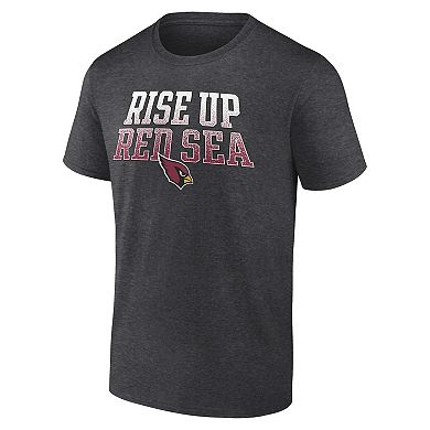 Men's Fanatics Branded Heathered Charcoal Arizona Cardinals Big & Tall Rise Up Red Sea Statement T-Shirt