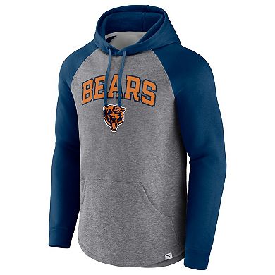 Men's Fanatics Branded Heathered Gray/Navy Chicago Bears By Design Raglan Pullover Hoodie