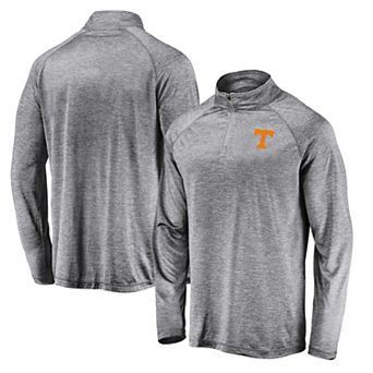 Men's Fanatics Branded Gray Tennessee Volunteers Striated Raglan Lightweight Quarter-Zip Top