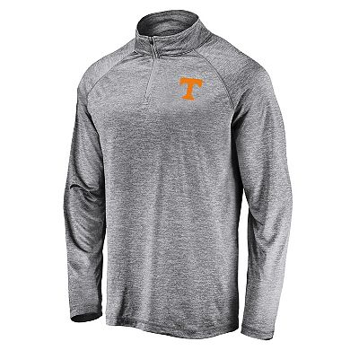 Men's Fanatics Branded Gray Tennessee Volunteers Striated Raglan Lightweight Quarter-Zip Top