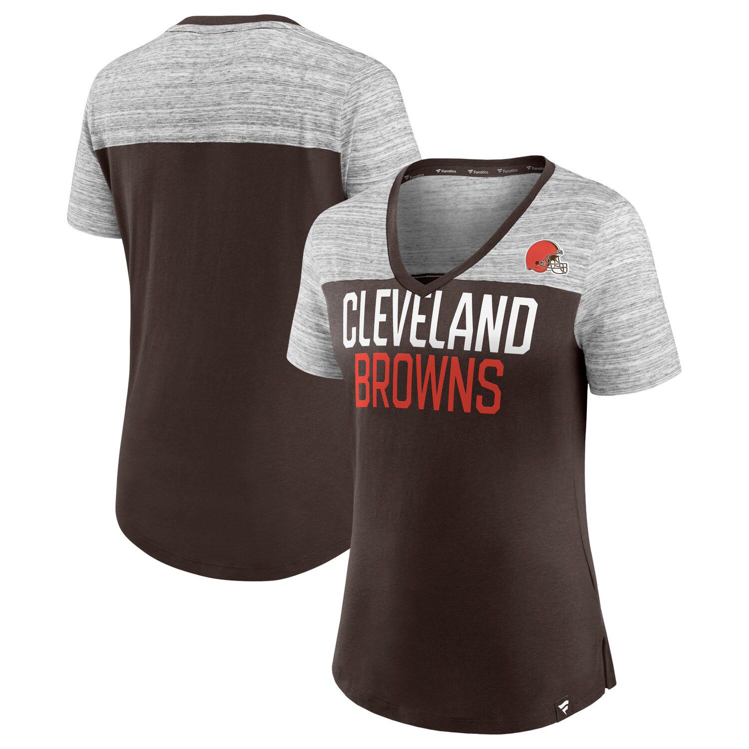 Men's Fanatics Branded Brown Cleveland Browns Textured Hashmark V-Neck  T-Shirt