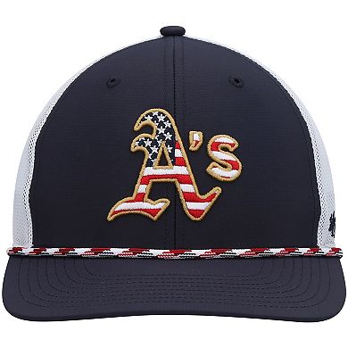 Men's '47 Navy/White Oakland Athletics Flag Fill Trucker Snapback Hat